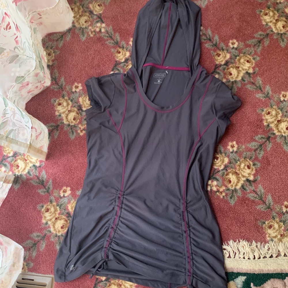 athleta 221087 short sleeved workout top ruched